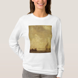 Camiseta Una escena del río, con los pescadores poniendo