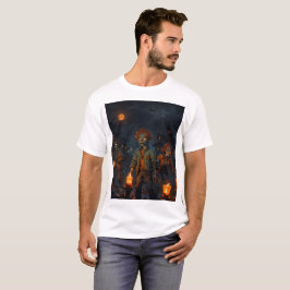 Camiseta una escena nocturna oscura con niños aterradores