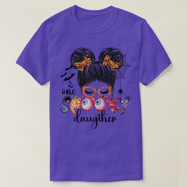 Camiseta Una espeluznante Daugther Messy Bun Women Witch Mo (Diseño del anverso)