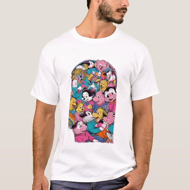 Camiseta Una famosa escena recreada pero con animales o car (Anverso)