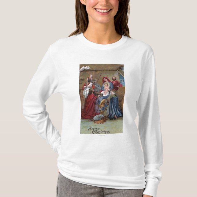 Camiseta Una feliz escena de ChristmasNativity (Anverso)