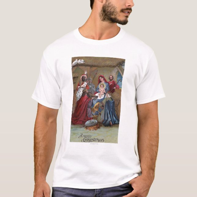 Camiseta Una feliz escena de ChristmasNativity (Anverso)