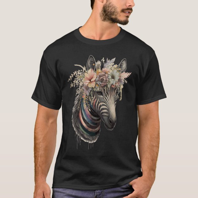 Camiseta Una flor de cebra linda animal safari en África (Anverso)