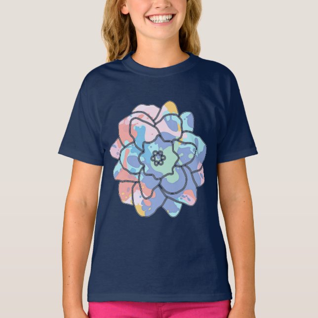 Camiseta Una flor hecha de manchas de pintura (Anverso)