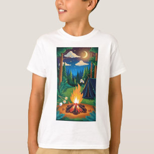 Camiseta Una fogata con malvaviscos asando bajo una estrell