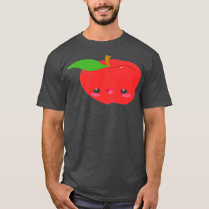 Camiseta Una forma de manzana con una linda fruta en la cim