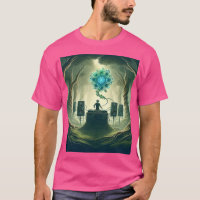 Una foto abstracta de un DJ en un bosque místico