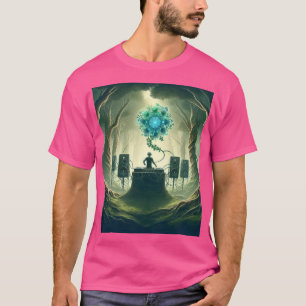 Camiseta Una foto abstracta de un DJ en un bosque místico