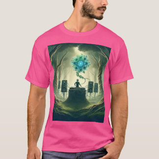 Camiseta Una foto abstracta de un DJ en un bosque místico