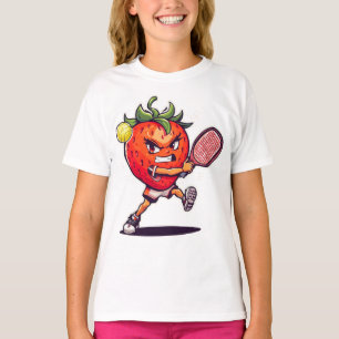 Camiseta Una fresa jugando pickleball.