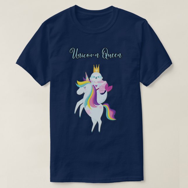 Camiseta Una graciosa sirena con bebé monta un caballo de u (Diseño del anverso)