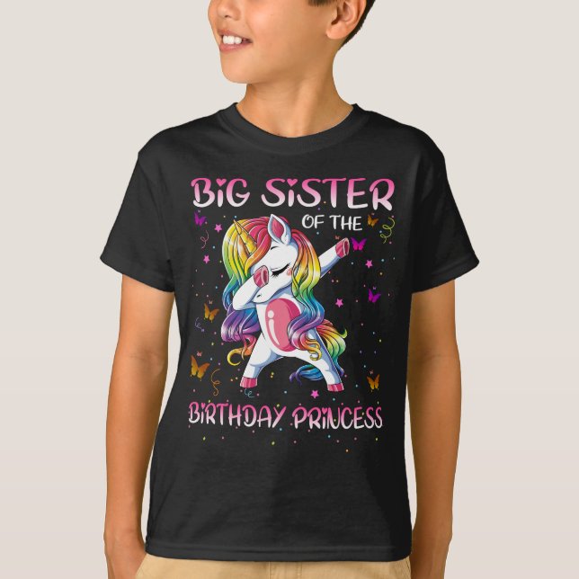 Camiseta una gran hermana de la princesa de cumpleaños unic (Anverso)