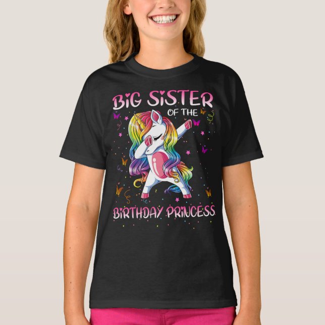 Camiseta una gran hermana de la princesa de cumpleaños unic (Anverso)