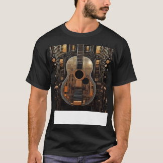 Camiseta Una guitarra acústica retro-futurista