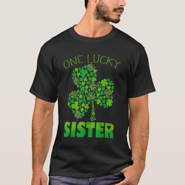 Camiseta Una hermana afortunada Patrick's Day Leopard Shamr (Anverso)