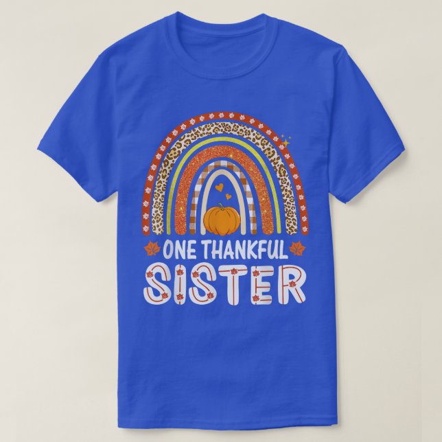 Camiseta Una Hermana Agradecida Rainbow Leopard Cae El Otoñ (Diseño del anverso)