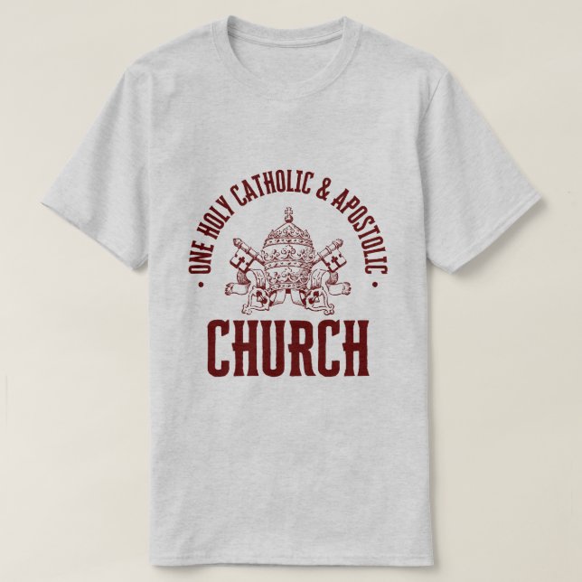 CAMISETA UNA IGLESIA SANTA, CATÓLICA Y APOSTÓLICA (Diseño del anverso)