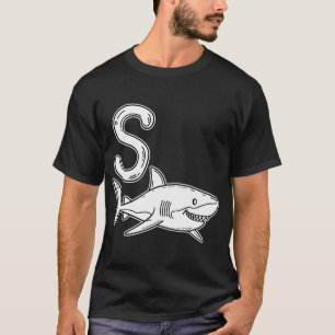 Camiseta Una ilustración de la letra S representa a Tiburón