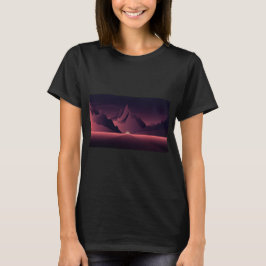 Camiseta Una ilustración de una puesta de sol en la montaña
