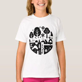 Camiseta Una ilustración en blanco y negro