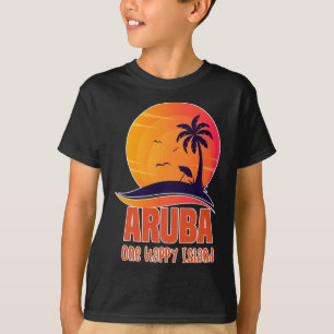 Camiseta Una isla feliz de Aru hermosa playa de puesta de s
