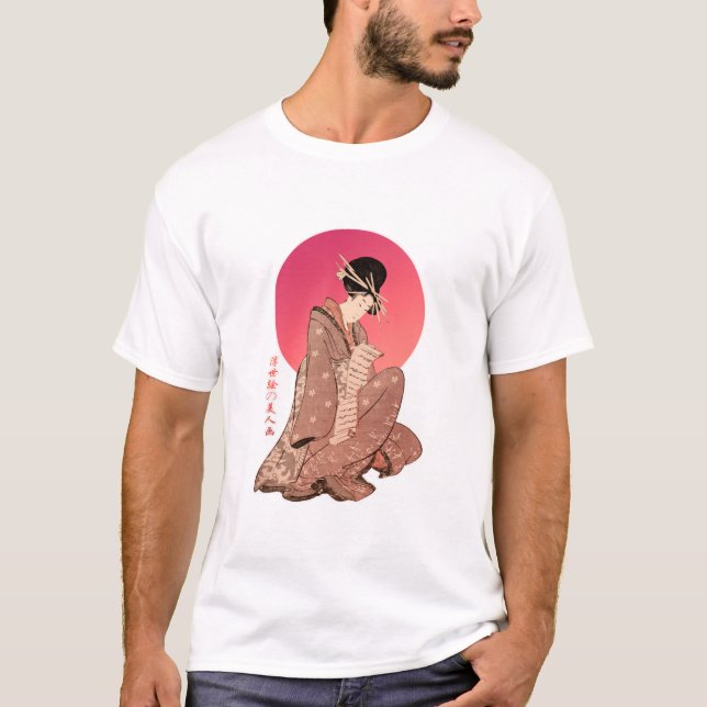 Camiseta Una japonesa vintage leyendo una carta (Anverso)