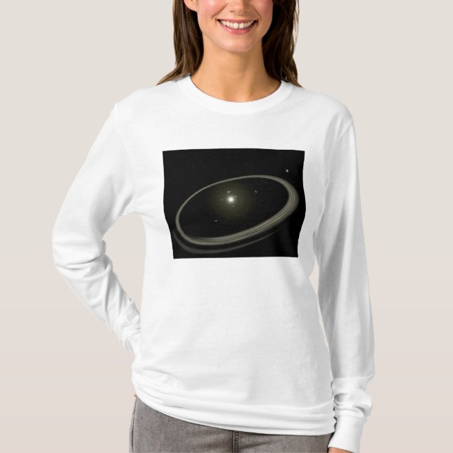 Camiseta Una joven estrella rodeada de planetas de tamaño c (Anverso)