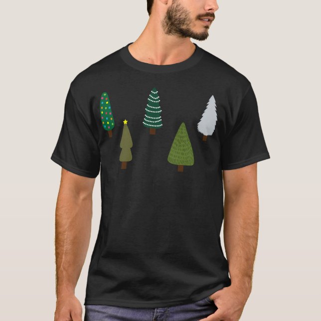 Camiseta Una Línea De Árboles De Navidad (Anverso)