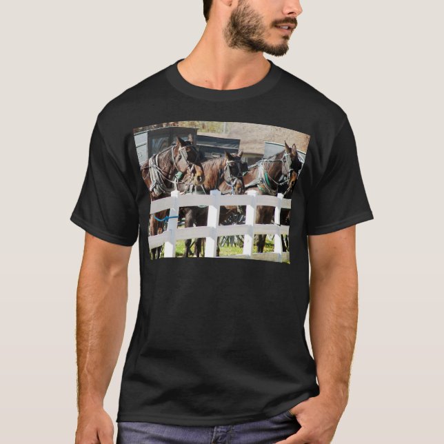 Camiseta Una línea de caballos Amish (Anverso)
