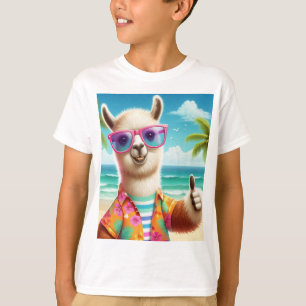 Camiseta Una llama juguetona con gafas de sol
