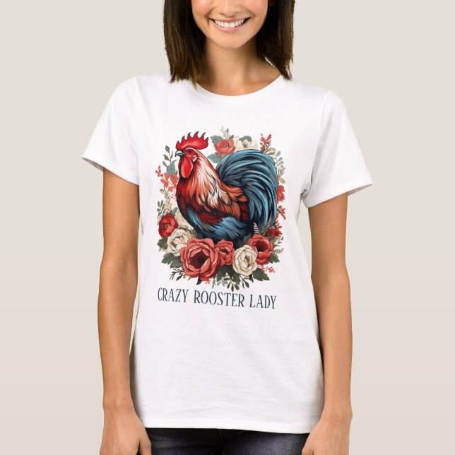 Camiseta Una loca dama de gallo agrega texto (Anverso)