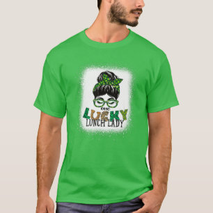 Camiseta Una Lucky Lunch Lady Bleached Messy Bun St Patrick