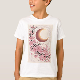 Camiseta Una luna creciente gigante con flores de cerezo ca