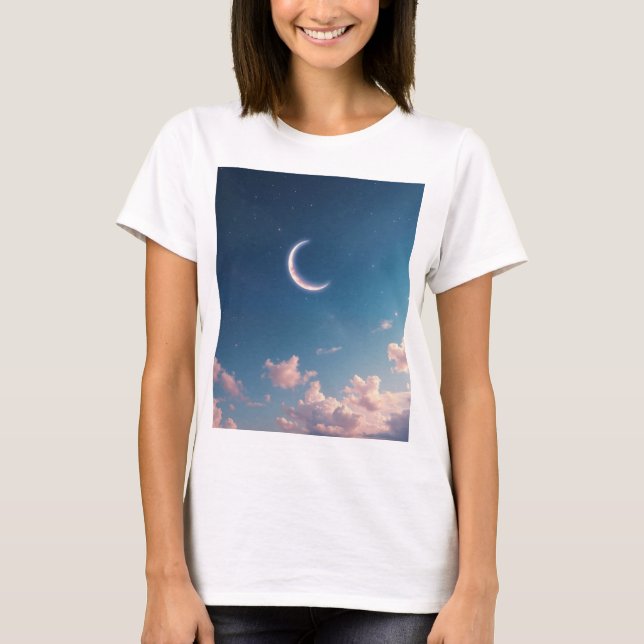 Camiseta Una luna creciente serena y hermosa (Anverso)