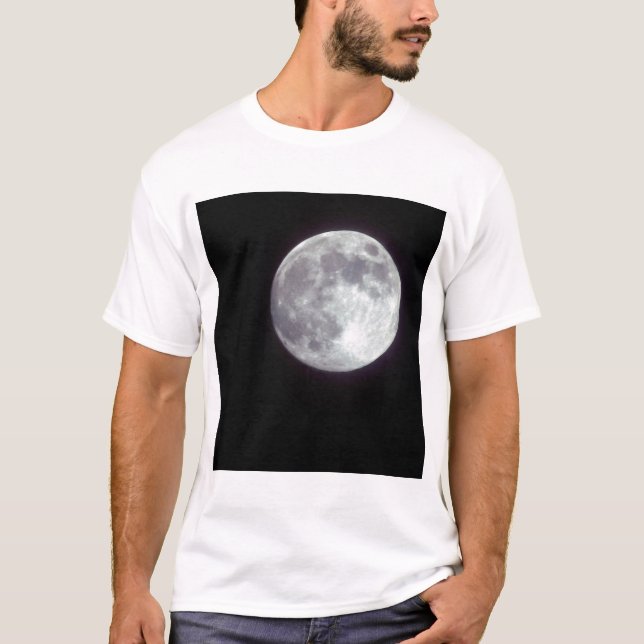 Camiseta Una luna llena brillante en un cielo negro nocturn (Anverso)
