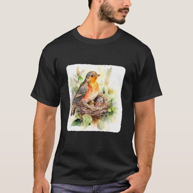 Camiseta Una Madre Pájara Alimentando A Sus Pájaros Aliment (Anverso)