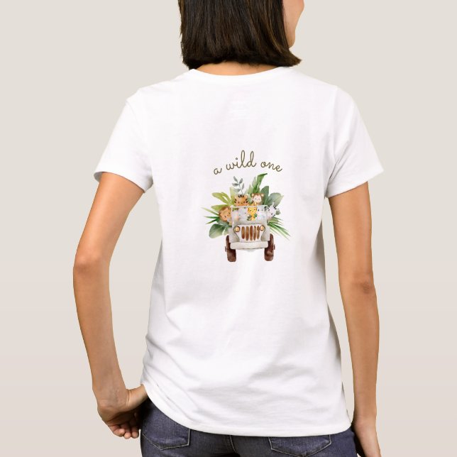 Camiseta Una madre salvaje de un Safari en Baby Shower (Reverso)