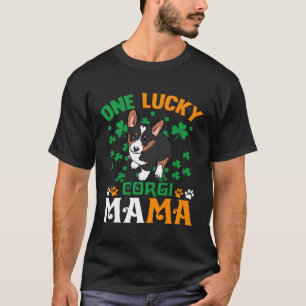 Camiseta Una Mamá de Perro Afortunada Corgi Tricolor Mamá