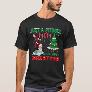 Camiseta Una Mamá Pitbull Que Ama A Los Navidades Perro Fun