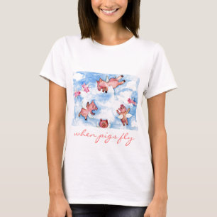 Camiseta una manada feliz de los cerdos del vuelo