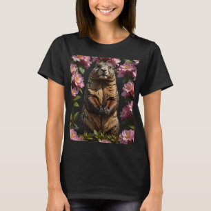Camiseta Una Marmota Olímpica Rodeada De Flores De Rododend