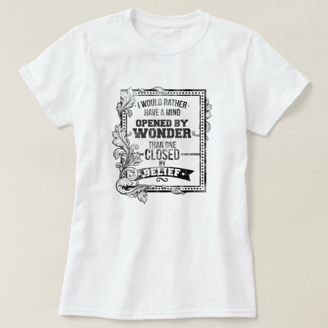 Camiseta Una mente abierta por la maravilla (Diseño del anverso)