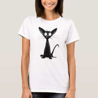 Camiseta Una moda de gato negro graciosa