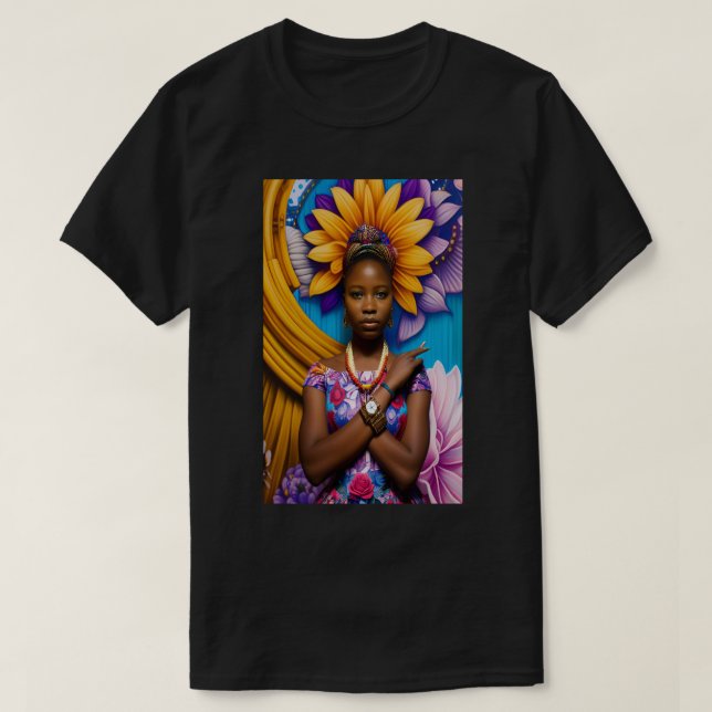 Camiseta Una mujer africana maravillosa con un reloj (Diseño del anverso)