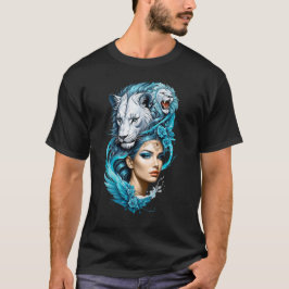 Camiseta Una mujer cautivadora con una majestuosa cabeza de