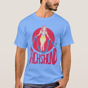 Camiseta Una mujer con una niña salchicha muy larga