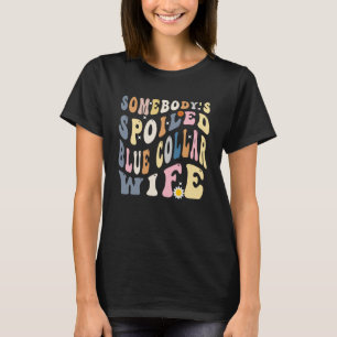 Camiseta Una mujer de cuello azul malcriada mujer wavy retr