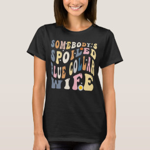 Camiseta Una mujer de cuello azul malcriada mujer wavy retr