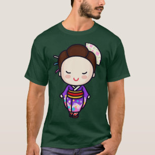 Camiseta Una mujer japonesa tradicional linda en Kimono