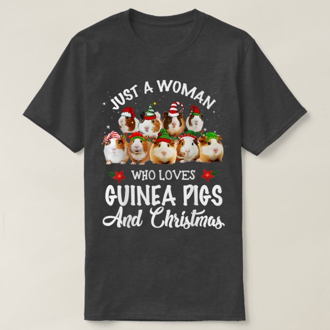 Camiseta Una Mujer Que Ama A Los Cerdos Y Navidades De Guin (Diseño del anverso)